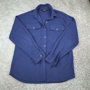 REI Shirt Men's Polartec Long Sleeve Fleece Button Up Blue Fleece 90s VTG. Med